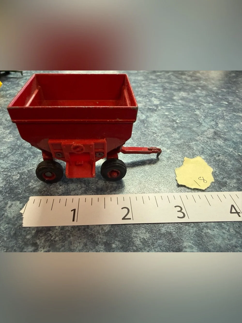ERTL- Vintage 1/64 scale red harvester and matched grain wagon (set of 2 pieces)